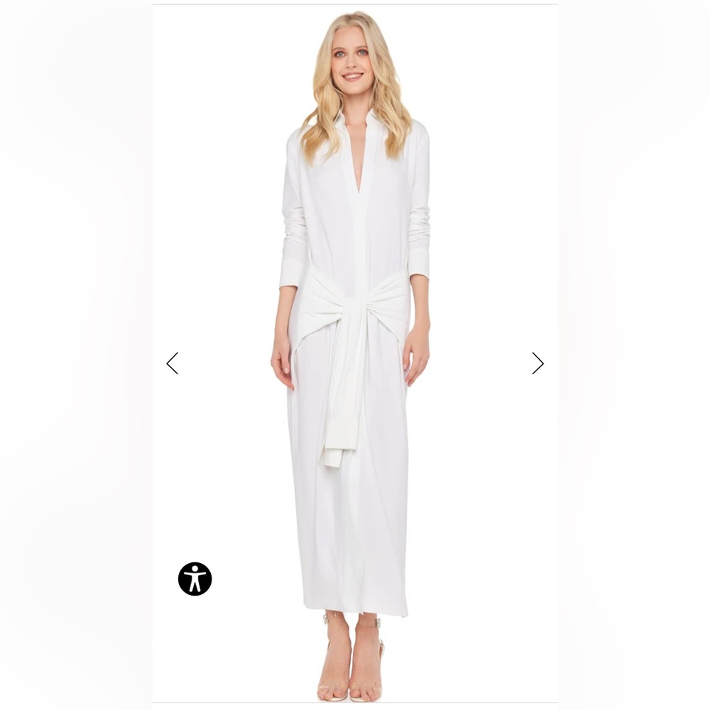 Norma Kamali white long tie front shirt dress size large